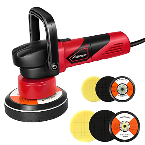 AVID POWER Buffer Polisher, 5-inch/6-inch Dual Action/DA Polisher for Car Detailing, Random Orbital Car Buffer Polisher Waxer Kit with 6 Variable Speed, 4Pcs 5-inch & 6-inch Polishing Pads - color: Black&red