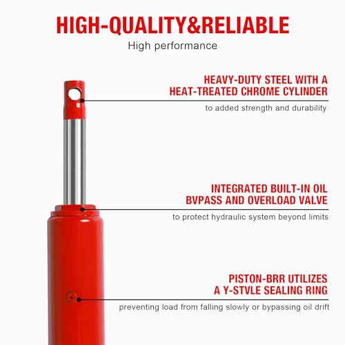 Big RED AQD3TR Hydraulic Long Ram Jack 3 Ton Heavy Duty Engine Hoist Cylinder with Clevis Base & Single Piston Pump - Professional Hydraulic Ram Cylinder for Garage Repair, Auto Shop, Farm Equipment - style: 3 Ton/NEW VERSION
