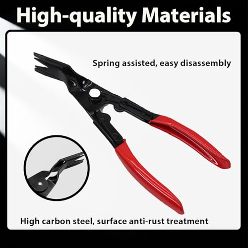 Car Panel Trim Removal Tool, Interior Clip Plier with Red Non-Slip Handle