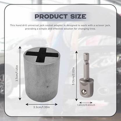 Scissor Jack Adapter, Universal Jack Socket Adapter for Hand Drill, for Scissor Car Jack, Easy Tire Change Tool with a 1/2 in Adapter Bit