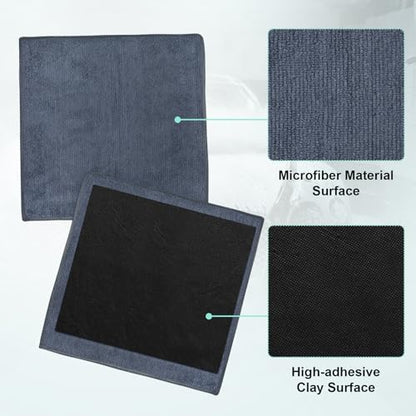2Pcs Clay Towels Microfiber Clay Bar Towel & Rag, Grey | Dual-Sided, Car Detailing Cloth, For Car Detailing - color: Grey