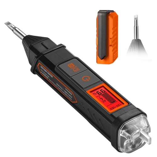 AstroAI VTS1000H Voltage Tester with Screwdriver, Non-Contact Electrical Tester, Dual Range AC 12V/70V-1000V, Live Wire Test, Wire Breakpoint Finder, Audible Alarm, LCD Percentage Display, Orange - color: Orange- Voltage Tester