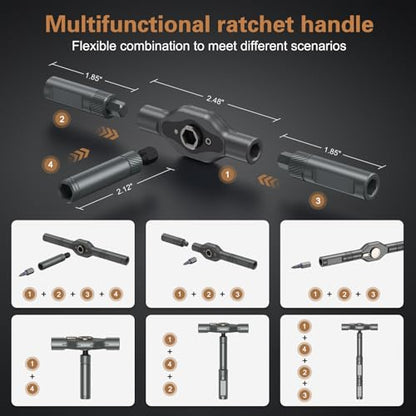 Bomivoi 24 in 1 Magnetic Screwdriver Set, DIY Ratchet Screwdriver Set, Multi Bit Magnetic Drive Set with Detachable Ratchet Handle, Portable Precision Repair Tool Kit for Furniture Computer Bicycle - style: 24 IN 1