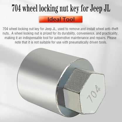 JL 704 for 27mm Nuts, Wheel Locking Nut Key for Jeep (JL) Dodge | Wheel Lock Nut Socket Adapter, Anti-Theft Lug Nut Removal Tool, Anti-Theft Screw Remover, Repair Tool, Tyre Fitting, garage - size: 704