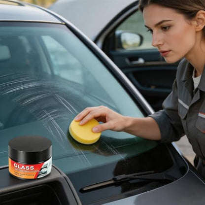Glass Scratch Repair Kit - 50g with Sponge Polishing Cleaning Wax - Car Windshield Scratch Remover,for Truck SUV RV Sedan Automotive Outdoor Travel Road Trip Home Apartment