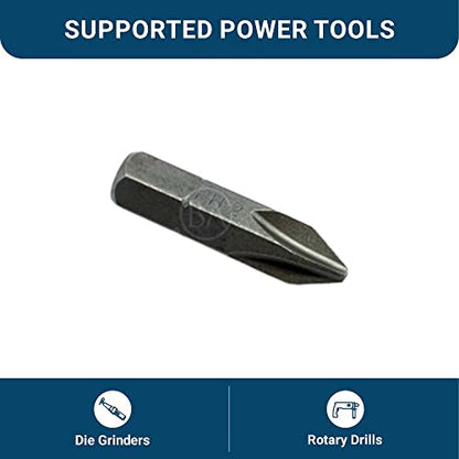Benchmark Abrasives 1/4 Inch Hex Anti Slip Phillips Insert Screw Head Screwdriver Bits, Rotary Drill Bits for Repairing Electronics, Automotive Parts, Furniture (50 Pack) - (PH2 x 1-1/2") - size: PH2 x 1-1/2"