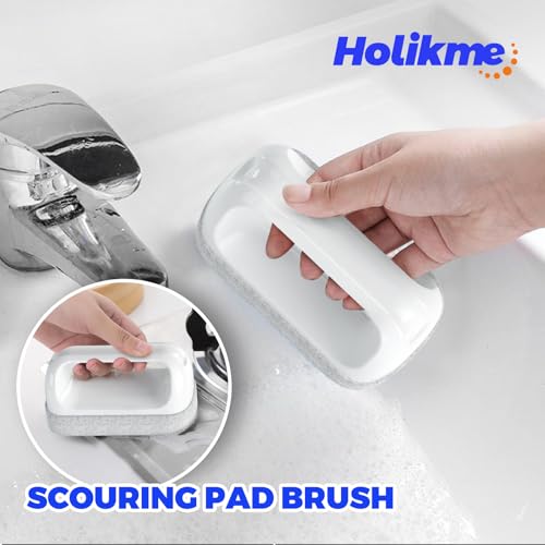 Holikme 6 Pack Dish Brush with Handle Kitchen Cleaning Brush Set for Pot, Pan, Kitchen Sink Abrasive Wheel Brushes (Green) - color: Green