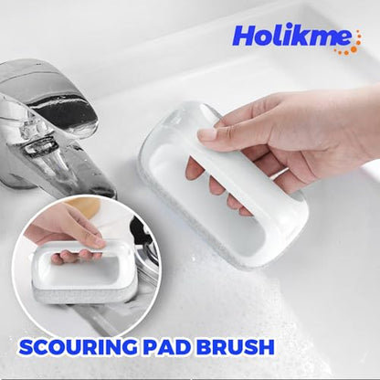 Holikme 6 Pack Dish Brush with Handle Kitchen Cleaning Brush Set for Pot, Pan, Kitchen Sink Abrasive Wheel Brushes (Green) - color: Green