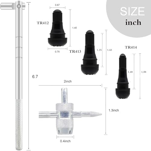 ZHSMS Valve Stem Puller Installer Tool, 5Pcs TR412, 5Pcs TR413, 5Pcs TR414 Tire Snap in Short Rubber Valve Stem, 4 Way Valve Core Remover, Single Head Tire Valve Core Remover Installer Tool(40Pcs) - size: 40 PCS