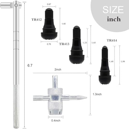 ZHSMS Valve Stem Puller Installer Tool, 5Pcs TR412, 5Pcs TR413, 5Pcs TR414 Tire Snap in Short Rubber Valve Stem, 4 Way Valve Core Remover, Single Head Tire Valve Core Remover Installer Tool(40Pcs) - size: 40 PCS