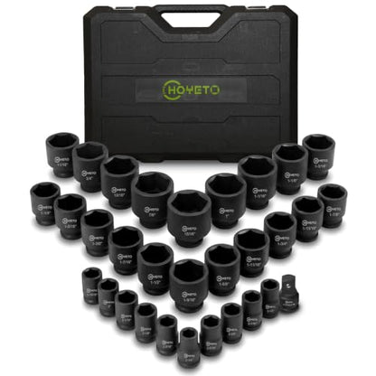 3/4" Drive Impact Socket Set, 31 Piece SAE 11/16" to 2-1/2", 6-Point Sockets Cr-Mo Alloy Steel for Auto Repair Rugged Construction, Storage Case - style: 31pcs