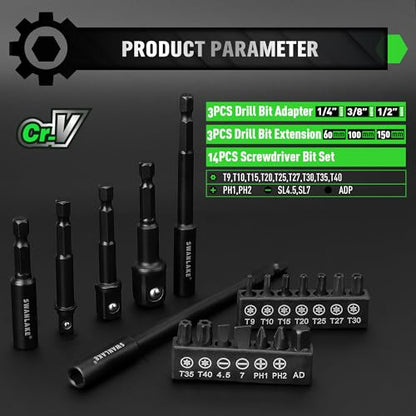 55-Piece Magnetic Nut Driver Set, Metric & SAE 1/4" Hex Shank, Impact Socket Adapters, Snappy Driver Bits, Drill Bit Extension, 14PCS Screwdriver Bit Set - style: Nut Driver Set
