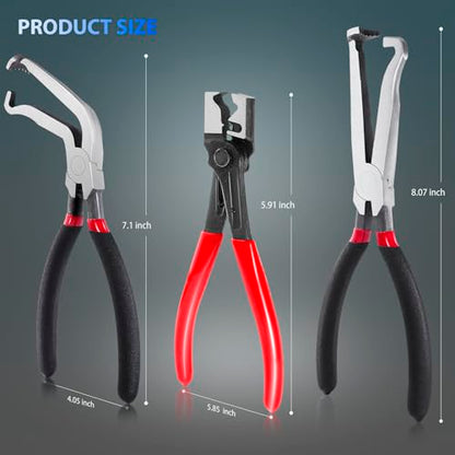 Electrical Disconnect Pliers 3pack Fuel Line Pinch Clamp Crimp Tools | Automotive Tools Connector Clamps, Ignition Coil Safety Wire Plier, for Cars Trucks Clamp Repair - color: Carbon Steel