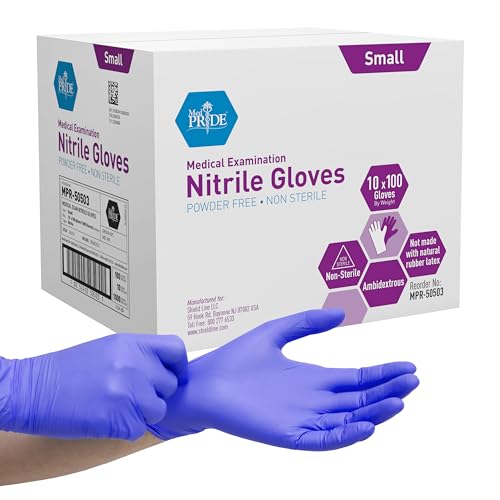 MedPride Powder-Free Nitrile Exam Gloves, Small, Case/1000 (100 Count (Pack of 10)) - size: Small (Pack of 1000)