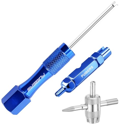 3-Piece Tire Valve Tool Kit for Presta and Schrader | Presta and Schrader removers, 4-in-1 stem puller, 11.6 cm short handle for tire repair - size: Schrader+Presta+10Cores