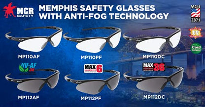 MCR Safety Glasses MP110DC Clear Hydrofilic Polycarbonate Lenses with UV Protection, Antifog & Scratch Resistant Coating, Black Frame, 1-Pair - color: Clear, size: One Size