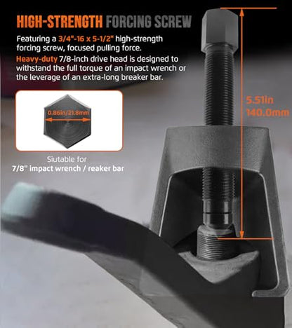 Heavy Duty 8150 Conical Pitman Arm Puller, Pitman Arm Removal Tool Designed to Fit Pitman Arms on Domestic Cars and Light Trucks, Featuring 1.78" Maximum Jaw Spread and 2.83" Reach. Black