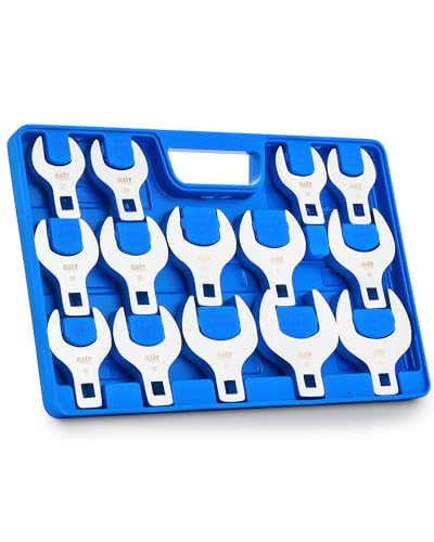 Orion Motor Tech 14pc Jumbo Crowfoot Wrench Set, Metric Crows Foot Wrench Set for 27 to 50 mm Flare Nuts, Chrome Plated Cr-V Steel Crowfoot Wrenches for 1/2" Drive Rachet & Extender with Storage Case