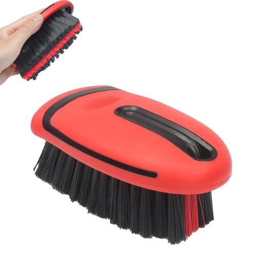 Carpet Cleaning Brush & Upholstery Brush Set, Hard Bristle Carpet Scrub Brush, Rug Brush, Couch Cleaner Brush, Fabric/Leather Detail Brush for Car, Home & Outdoor Furniture (Red) - color: Red
