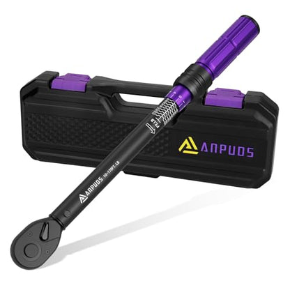 ANPUDS 1/2 Inch Drive Click Torque Wrench,10-170 Ft-Lb/13.6-230.5 Nm | Dual-direction Adjustable Torque Wrench with Dual Range Scales, 72 Tooth, ±3% High Precision for Moto, Car Maintenance