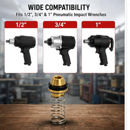 Air Throttle Valve Kit Trigger O Ring Replacement for 1/2" 3/4" 1" Pneumatic Impact Wrench, Tune Up Kit Repair Parts with Brass Valve, Spring & Seal Components - color: Brown