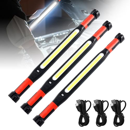 3000LM Rechargeable Magnetic Work Light, 2026 New LED Work Light Bar, Portable Under Hood Works Lights for Automotive Repair, Adjustable Magnetic LED Bar for Mechanics (3Set) - color: 3Set