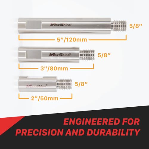 Maxshine 3 Pieces Stainless Steel Extension Shaft Set & 3" Foam Polishing Kit - 2in, 3in, 5in, Fits 5/8" Backing Plate, Maxshine Grinder Attachments, Car Polishing & Rotary Polisher Accessory - size: Extension Set + 3" Kit