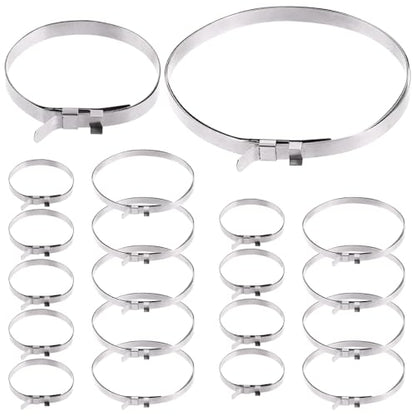 Swpeet 10Set Stainless Steel CV Boot Clamps Kit, 10Pcs Small & 10Pcs Large Crimp Bands, 1.8" - 3.5", 1.8" - 9" No Hole Type CV Boot Clamps Adjustable Drive Shaft Boot Clamp for Most Cars - style: CV Boot Band Clamps
