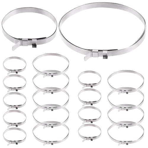 Swpeet 10Set Stainless Steel CV Boot Clamps Kit, 10Pcs Small & 10Pcs Large Crimp Bands, 1.8" - 3.5", 1.8" - 9" No Hole Type CV Boot Clamps Adjustable Drive Shaft Boot Clamp for Most Cars - style: CV Boot Band Clamps