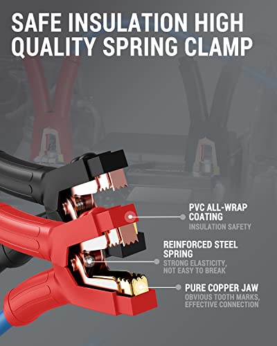 Powrun P025 Jumper Cables for 12/24V Car Battery, 1000A Heavy Duty Booster Cables with Carrying Bag, Jumper Cables Kit for Vehicles with up to 8.0 L Gas and 6.0L Diesel Engines