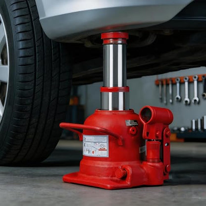 10 Ton (20,000 LBs) Double Ram Low Profile Welded Bottle Jack for Car Auto Repair and House Lift, Red - size: 10TON-LOW