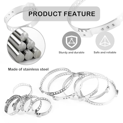 10PCS CV Boot Clamp Kit Include 5PCS Small and 5PCS Large Hose Clamps,Adjustable Hose Clamps Stainless Steel,Universal Pipe Clamps for Fasten Steering Dust Covers and Fuel Hoses - color: Sliver
