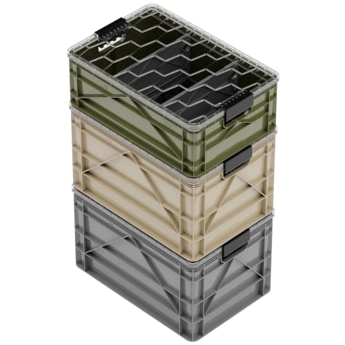 SIDIO Pro Pack, HD Stackable Storage Bins with Lids & Dividers | Includes 2 full-size & 1 half-size crates, lids & dividers, durable organizer for home, garage & outdoor use, USA made - color: CAMO Variety Pack