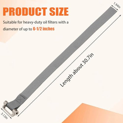 Heavy-Duty Oil Filter Strap Wrench – 30.7" Nylon Strap Tool for Filters up to 6-1/2", Flexible Removal Tool for Tight Engine Spaces