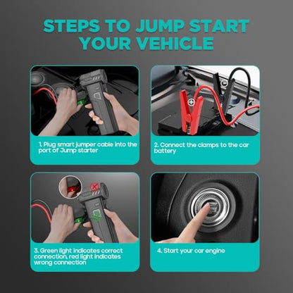5-in-1 Jump Starter with Air Duster, Portable Vacuum, 2000A Car Battery Booster, Air Inflator/Deflator, 8000mAh Power Bank - 130000RPM Blower Fan Multi-Function Emergency Tool for Car & Outdoor Use