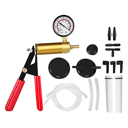 Brake Bleeder Kit Brake Bleeder Vacuum Bleed Test Kit, Hand Held Vacuum Pressure Pump Tester Tool, Hand Held Brake Bleeder Tester for Automotive Motorbike with Gauge Hoses Connector