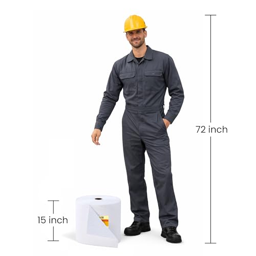 Spill Ready Oil Absorbent Pads Roll 15" x 300' - Hydrophobic Absorbent Mat, Absorbs Up to 40 gal. per roll - Perforated Sorbent Mat Roll for Oil & Fuel Spills, Oil Absorbing Sheets - White Oil Pads | Ideal for Marine, Industrial & Maintenance Areas - colo