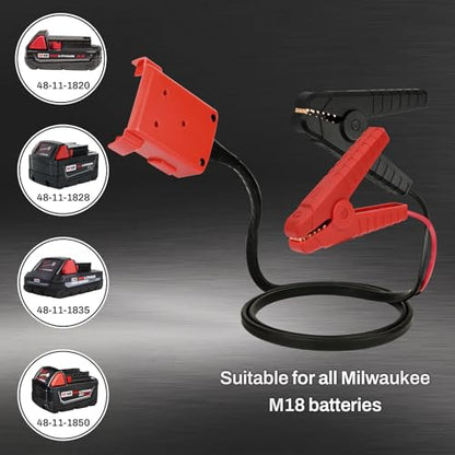 6.2FT Jumper Cables for Milwaukee M18, 8AWG Booster for Car/Mower | Insulated Rubber Clamps, Secure Alligator Grip, Premium PVC Jacket, Extreme Temp Resistance, Compact Trunk Storage