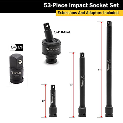 Titan 46053 1/4-Inch Drive SAE & Metric Impact Socket Set