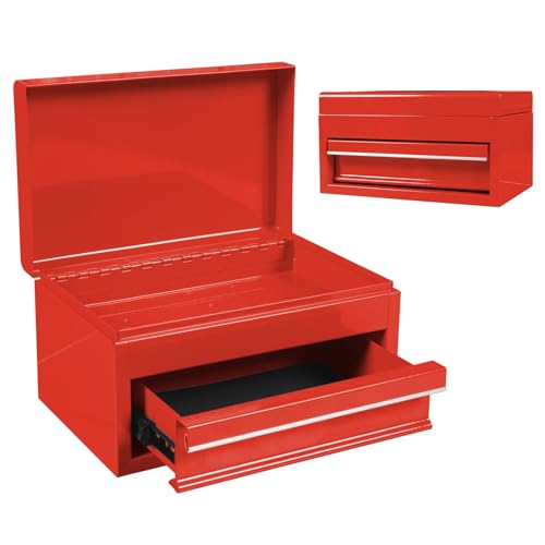 Torin APBT701RB 10" Mini Portable Steel Tool Box with drawer,Small Metal Tool Chest for Home,Garage or Workbench,Red - color: Red, style: 10" mini toobox