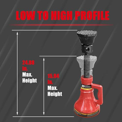 Jack Boss 20 Ton (40,000 LBs) Professional Car Support Screw Jack for House Construction Bridge Stabilization, Red - size: 20 TON