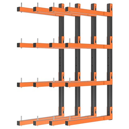 Lumber Storage Rack, Snap-Fit Connection Lumber Rack Wall Mount, Heavy Duty Metal 8 Level-32 Inch Wood Storage Rack - color: Orange - 8 Tier (Snap-Fit)