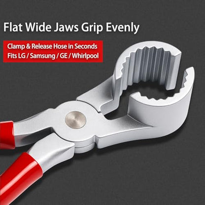 Washer Hose Pliers THP-1 – Zinc Alloy Hose Clamp Tool for Washing Machine Inlet/Outlet Hoses – Red Handle Replacement for 20001120 - color: Red