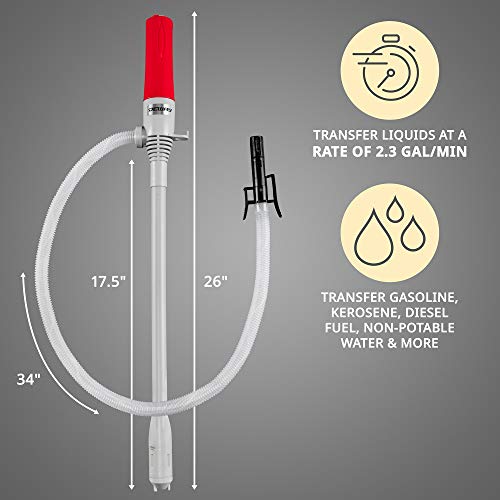Deway Auto Fuel Transfer Pump, D Battery, Auto-Stop with Beep, 2.4 GPM Flow | Hands-free liquid transfer for cars, generators, ATVs, and lawn equipment. - style: Auto-Stop with Beep