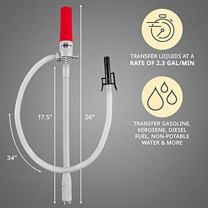 Deway Auto Fuel Transfer Pump, D Battery, Auto-Stop with Beep, 2.4 GPM Flow | Hands-free liquid transfer for cars, generators, ATVs, and lawn equipment. - style: Auto-Stop with Beep