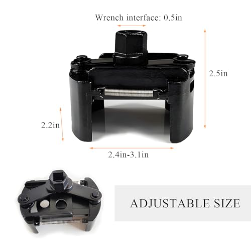 KVAEY Oil Filter Wrench, 2.36 Inch to 3.15 Inch Adjustable Oil Filter Socket Wrench with 2 Non-Slip Jaws, Universal Heavy Duty Oil Filter Removal Tool Pliers, Car Accessories