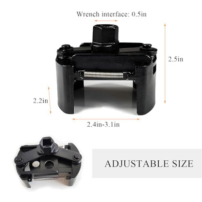 KVAEY Oil Filter Wrench, 2.36 Inch to 3.15 Inch Adjustable Oil Filter Socket Wrench with 2 Non-Slip Jaws, Universal Heavy Duty Oil Filter Removal Tool Pliers, Car Accessories