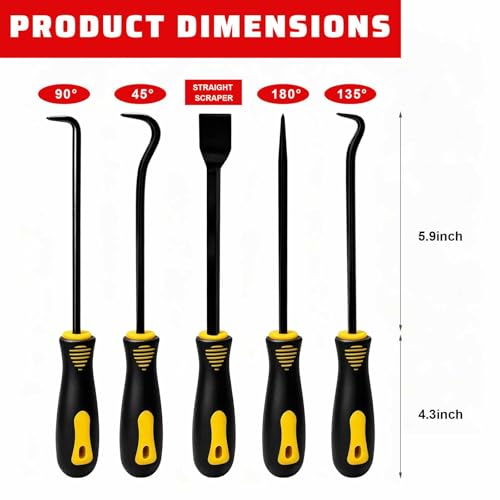 13PCS Precision Pick and Hook Tool Set, Magnetic Telescoping Tool w/Clip Pliers Fastener Remover Gasket Scraper, Rivets Puller Pick Tools w/Storage Bag for Automotive Repair (Yellow & Black) - color: Yellow & Black