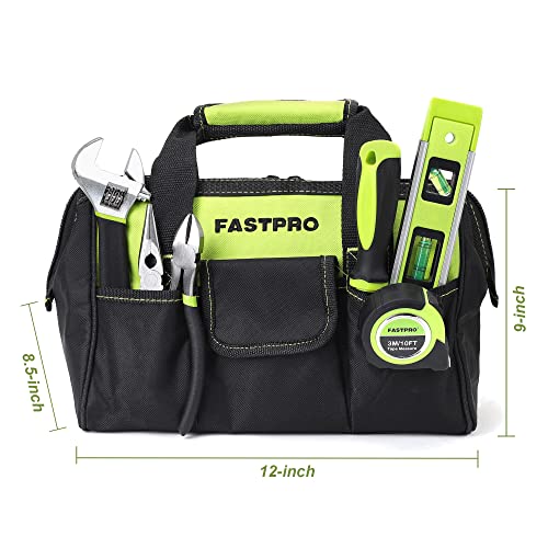 FASTPRO 236-Piece Home Repairing Tool Set, Mechanics Hand Tool Kit with 12-Inch Wide Mouth Open Storage Bag, Household Tool Set for DIY, Home Maintenance, Green - color: Green