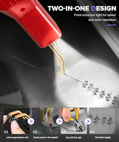 Plastic Welding Kit,Car Accessories Universal Plastic Bumper Crack Repair Welder Gun Kit,Automotive Tool,Used to Repair the Car Bumper Cracks,Dashboard Broken,Interior Parts and Other Issues
